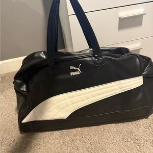 Puma Men's Black Duffel Bag with White Accent